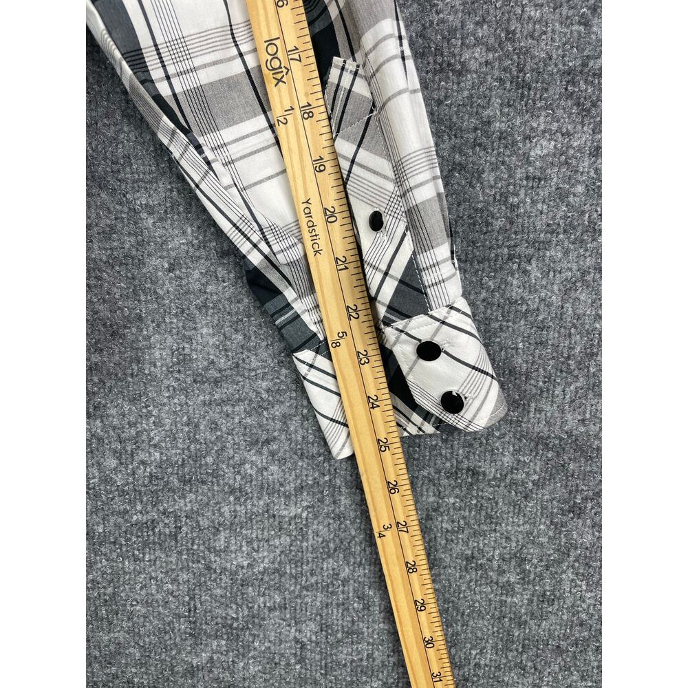 New York & Company Shirt Women’s XL Black/White Plaid Long Sleeve - Picture 10 of 13